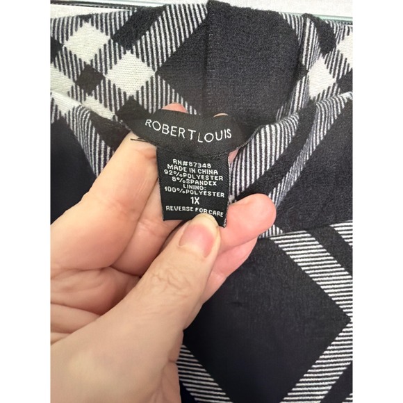 Robert Louis Black White Plaid Button Front A-Line Skirt Plus Size 1X NWT - Picture 6 of 10